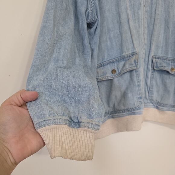 Vintage Chambray Denim Sweatshirt Jacket Womens 22W Lined Boho 90s Retro Y2K - Picture 3 of 10